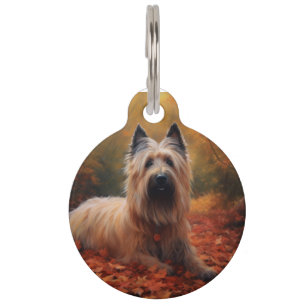 Médaillon Pour Animaux Skye Terrier dans les feuilles d'automne qui tombe