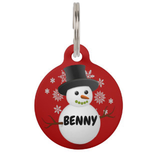 Médaillon Pour Animaux Snowman de Noël pour chien