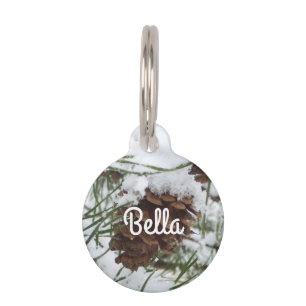 Médaillon Pour Animaux Snowy Pine Cone I