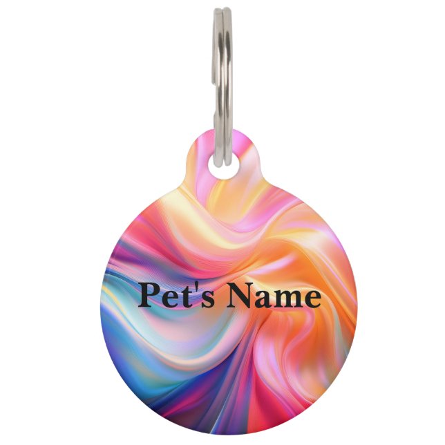 Médaillon Pour Animaux Soie pastel colorée (Devant)