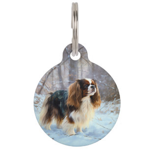 Médaillon Pour Animaux Spaniel Toy Anglais Noël Qu'il neige