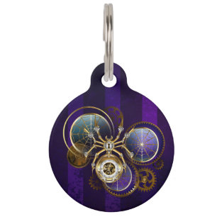 Médaillon Pour Animaux Spider Steampunk sur Arrière - plan pourpre