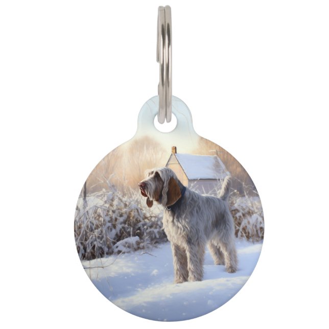 Médaillon Pour Animaux Spinone Italiano Laisser Neige Noël (Devant)