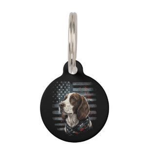 Médaillon Pour Animaux Springer Spaniel Chien Drapeau Américain