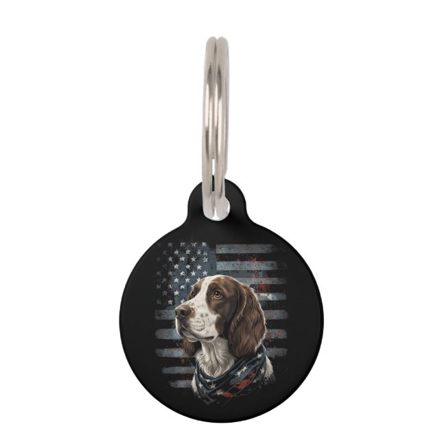Médaillon Pour Animaux Springer Spaniel Chien Drapeau Américain (Devant)