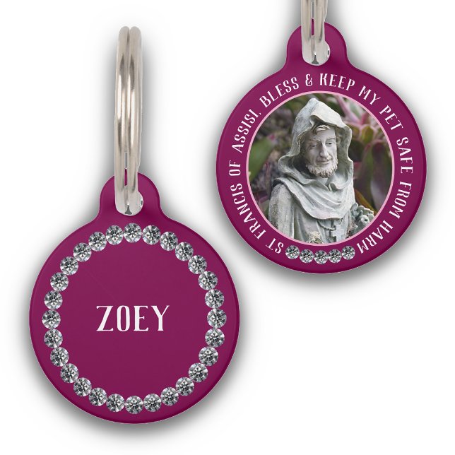 Médaillon Pour Animaux St Francis Safe Pet Protector Name Photo Custom (Créateur téléchargé)