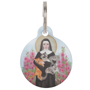 Médaillon Pour Animaux St Gertrude Patron des chats Facile à lire