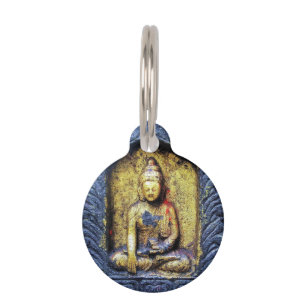 Médaillon Pour Animaux Statue de Bouddha en or Art bouddhiste Info animal