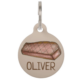 Médaillon Pour Animaux Steak de New York Grillé Viande Footy Brown Tan