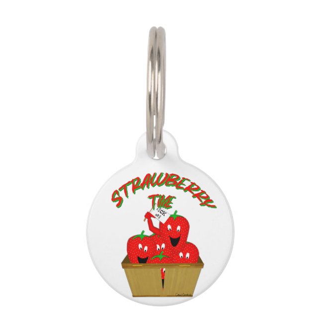 Médaillon Pour Animaux Strawberry Time ! (Devant)