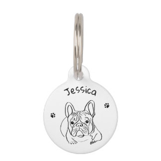 Médaillon Pour Animaux Stylish Bulldog Minimaliste 
