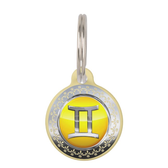 Médaillon Pour Animaux Symbole de Gémeaux (Devant)
