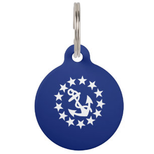 Médaillon Pour Animaux Symbole de l'Ancre du drapeau du yacht sur bleu