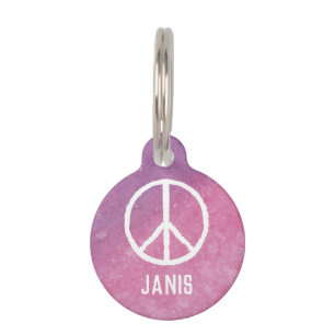 Médaillon Pour Animaux SYMBOLE DE PAIX AQUATIQUE (Rose)