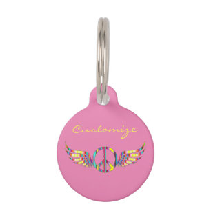 Médaillon Pour Animaux Symbole de paix hippie ailé Thunder_Cove