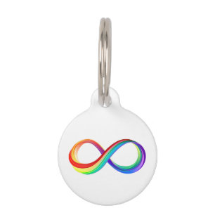 Médaillon Pour Animaux Symbole d'infinité arc-en-ciel stratifié