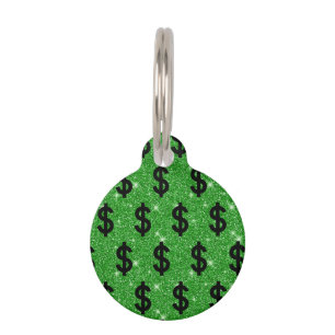 Médaillon Pour Animaux SYMBOLE Dollar Noir Argent Entrepreneur Wall Stree