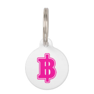 Médaillon Pour Animaux Symbole du baht rose ฿ Monnaie thaïlandaise ฿