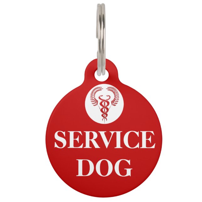 Médaillon Pour Animaux Symbole rouge caducée du chien de service (Devant)