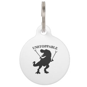 Médaillon Pour Animaux T-rex non stoppable - Choisir la couleur arrière -