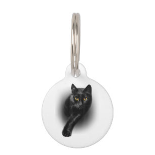 Médaillon Pour Animaux T-Shirt Chat Noir Yeux Jaunes Tee Chats