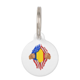 Médaillon Pour Animaux T-Shirt Sang Roumain en Moi Drapeau de la Roumanie