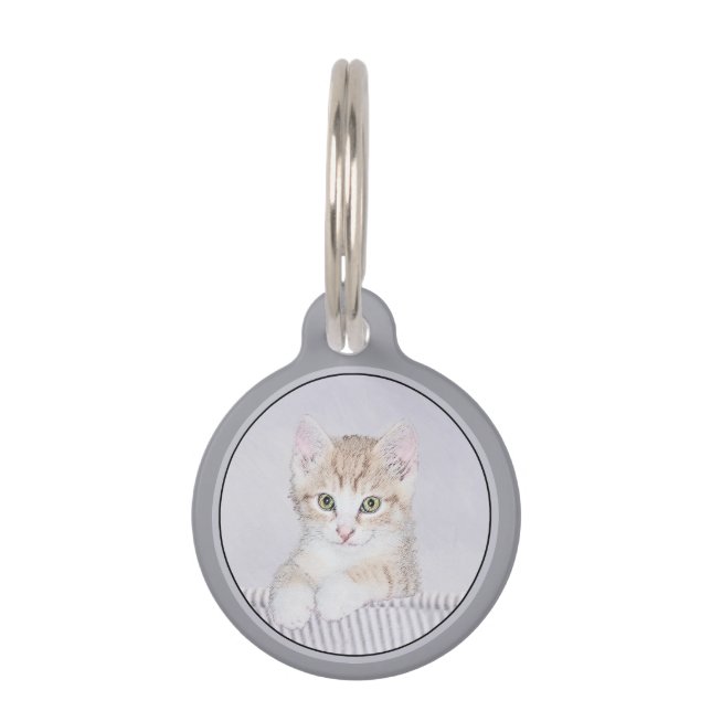 Médaillon Pour Animaux Tabby Orange Kitten Peinture - Art Chat original (Devant)