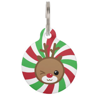 Médaillon Pour Animaux Tag de animal de compagnie Kawaii Reindeer