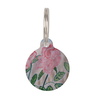 Médaillon Pour Animaux Tag de animal de compagnie Rose d'été Abstrait