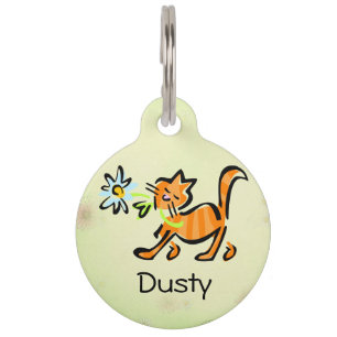 Médaillon Pour Animaux Tag de chat Tabby orange