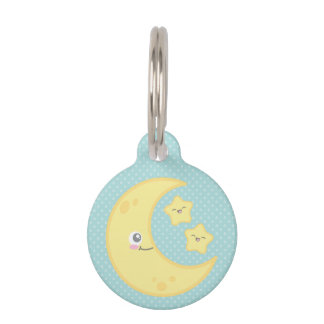 Médaillon Pour Animaux Tag de chien de Kawaii Moon et Stars