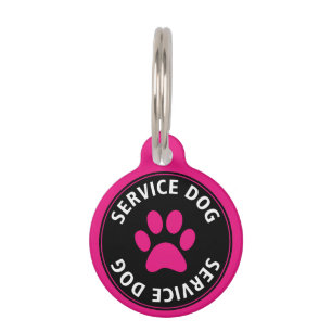 Médaillon Pour Animaux Tag de chien de service personnalisé rose animal d