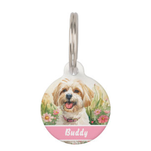 Médaillon Pour Animaux Tag de chien Havanais - Aquarelle personnalisée - 