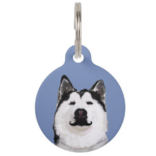 Médaillon Pour Animaux Tag de chien Husky Mustache Pet