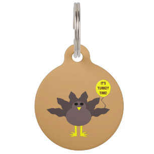 Médaillon Pour Animaux Tag de chien personnalisé Thanksgiving heure Turqu
