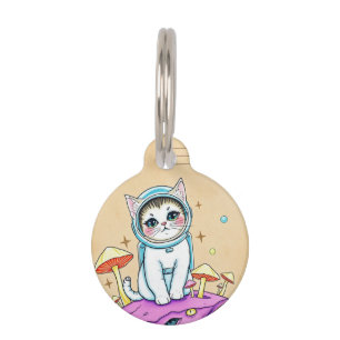 Médaillon Pour Animaux Tag d'ID animal de compagnie Space Cat Groove