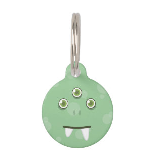 Médaillon Pour Animaux Tag du visage du monstre vert