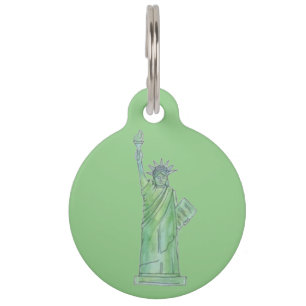 Médaillon Pour Animaux Tag Green NYC New York Lady Statue of Liberty Chie