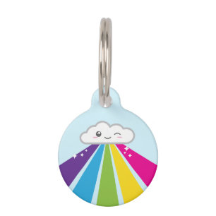Médaillon Pour Animaux Tag Kawaii Cloud et Rainbow Dog