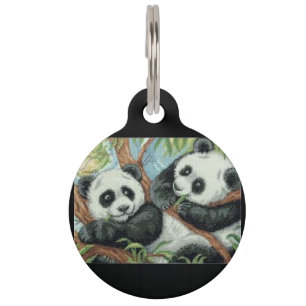 Médaillon Pour Animaux Tag Panda Bears on a Pet
