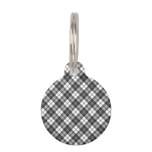 Médaillon Pour Animaux Tartan motif vacances Noël noir blanc