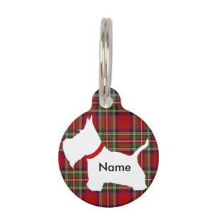 Médaillon Pour Animaux Tartan rouge foncé de Westie