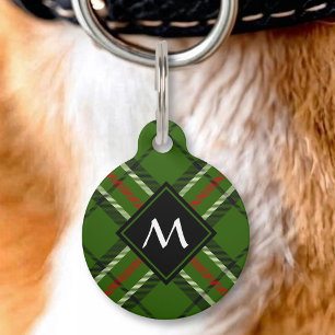 Médaillon Pour Animaux Tartan Vert, Noir, Rouge et Blanc