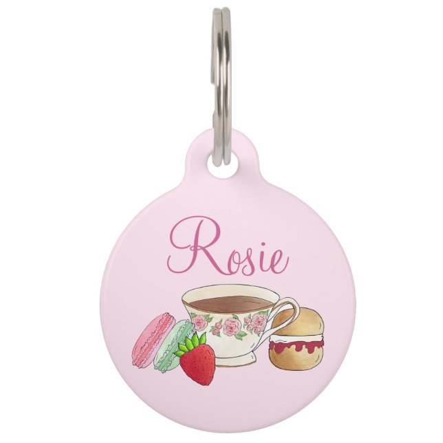 Médaillon Pour Animaux Tea Party Macarons Tea Party Scone (Devant)