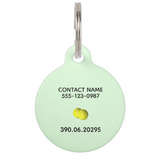 Médaillon Pour Animaux Tennis Double Vert