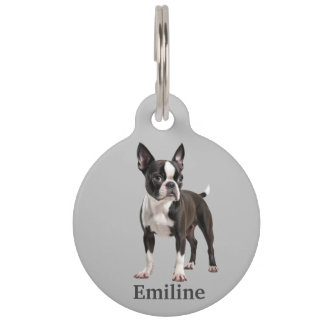 Médaillon Pour Animaux Terrier de Boston Personnalisé
