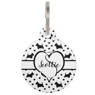 Médaillon Pour Animaux Terriers écossais noirs (Chiens écossais) - Blanc