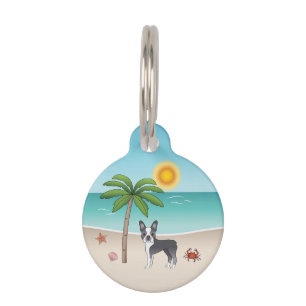 Médaillon Pour Animaux Tervueren Boston Terrier Bleu Sur Une Plage Tropic