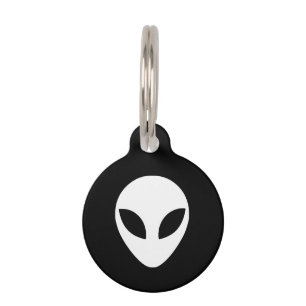 Médaillon Pour Animaux Tête d'Alien noir et blanc