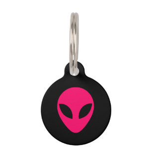 Médaillon Pour Animaux Tête d'Alien rose vif